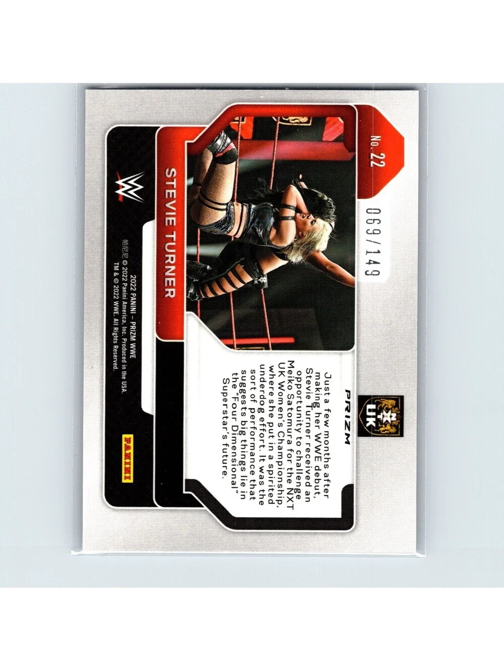 2022 Panini Prizm WWE Stevie Turner RC #22 Purple Prizm #/149 NXT UK